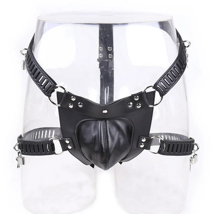 Newest Male Faux Leather Chastity Belt Straps Lockable Bondage BDSM Penis Cock Cage Male Chastity Devices Belt Erotic Sexy Toys