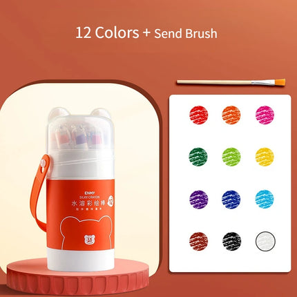 12/24/36/48 Color Children's Crayon Oil Painting Stick Portable Barrel Not Dirty Hands Safe Washable Colorful Stick Art Supplies
