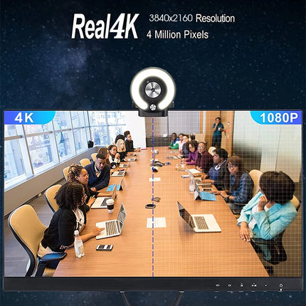 4K Webcam Full HD 2K Mini Camera with Fill Light Laptop PC Computer Live Broadcast Camera Video Web Camera Microphone Webcast