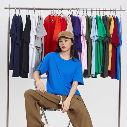 Unisex 100% Pure Cotton Solid Color Men's Summer Round Neck Short Sleeve T-Shirt 180g Cotton T-Shirt in 16 Colors
