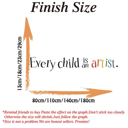 Colorful Every Child Is An Artist Wall Stickers Rainbow Motivational Slogan Wall Decals Classroom Bedroom Living Room Home Decor