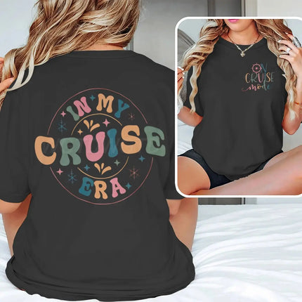 "In My Cruise Era" Graphic T Shirts Women Men "On Cruise Mode" Print Casual Tops Retro Cruise Crewneck Short Sleeve T-shirt