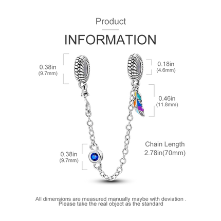 Sparkling Clear Silver Safety Chain 925 Sterling Silver Safety Chain Charm Beads Fit Original Bangle Bracelet DIY Jewelry