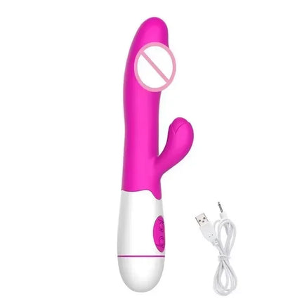 30 Speed Rechargeable Handheld Silicone Adult Clit Clitoral Clitoris Sex Toy G Spot Dual Motor Rabbit Vibrator for Women Female