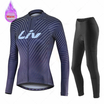 Liv Women Winter Bicicleta Set Outdoor Thermal Fleece Cycling Clothing Road Bike Shirt MTB Jersey Bicycle Uniform Roupa Ciclismo