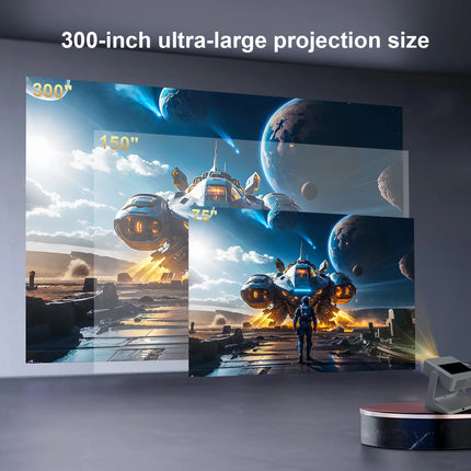 Netflix YouTube Projector 8'' Touch Screen 1080P 4K, 180° Rotation - Android iOS Sync, WiFi BT5.0, HDMI USB Home Cinema Gaming