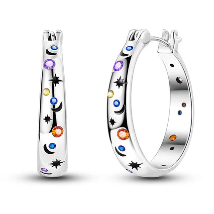 Orstarry 925 Sterling Silver Crystal Circular Eardrops Drop Earrings Women Earrings Charm Fashion Versatile Party Jewelry Gifts
