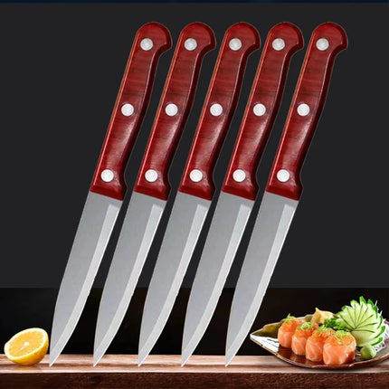 Stainless Steel Peeling Knife Sharp Blade Fruit Vegetable Knife Ergonomic Imitation Wood Plastic Handle Multifunctional Househol