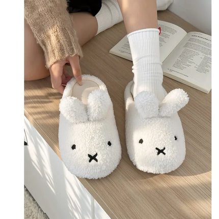 Miffy Cute Plush Cotton Slippers for Women Winter Comfort Warm Cotton Shoes Cartoon Anime Non Slip Home Bedroom Slippers Gifts