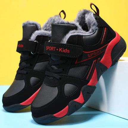 Kids' Sneakers Winter Plush Warm Leather Comfortable Tennis Shoes Casual Outdoor Sports Comfortable Tennis Shoes for Children