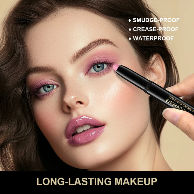10 Colors Longwear Crease-proof Eyeshadow Pencil Stick Lasting Glitter Shimmer Matte Eye Shadow Highlighter Pen Eyes Makeup Too