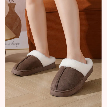 Asgard Plush Women Slippers Thick Sole Non-slip Outdoor Fuzzy Slides Winter New Fur Collar Cotton Shoes Winter Warm Home Slipper