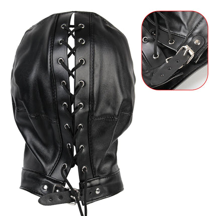 Erotic Accessories Adult Sex Toys Hollow Hood Fetish Mask Leather For Woman Sexy Headgear Couples Flirting