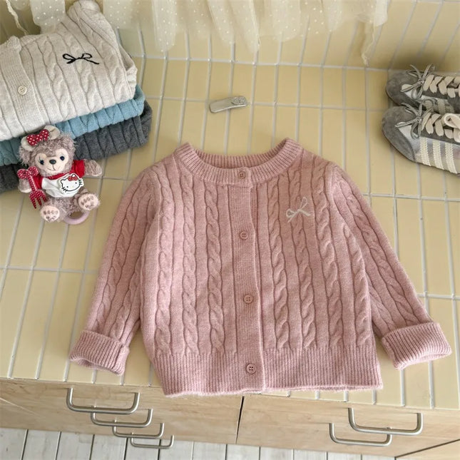 New Children's Fashion Baby Girl Autumn Sweater  Winter Baby Girl Clothes Solid Color Autumn Knitted Cardigan Spring and Autumn