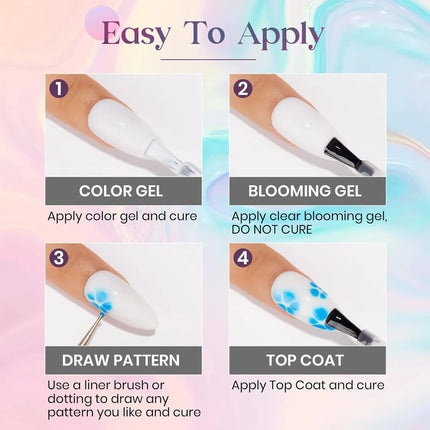 QAZIXU Blooming Gel Clear Watercolor Gel Polish UV LED Soak Off Spreading Effect Marble Nail Polish Gel Nail Art Design Salon