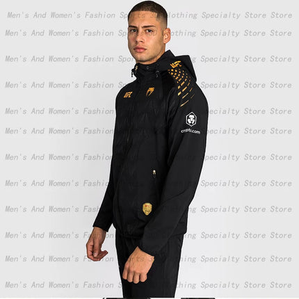2026 New Men's UFC Zenith Black/Gold Authentic Fighting Night Champion Full Zipper Hoodie 3D Outdoor Extreme Sports Large Top6XL