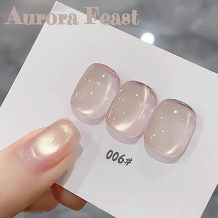 1-12pcs ZH Spring/Summer Ice Transparent Sweet Wine Glass Beads Cat Eye Nail Polish Gel New Flashy Popular Pink Nail Supplies