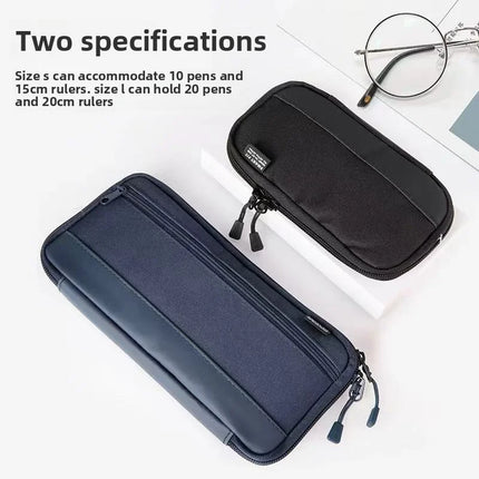 Lihit Lab Large Capacity PU Waterproof Pencil Case Big Pen Holder, Fabric Stationery & Sundry Bag for School Students