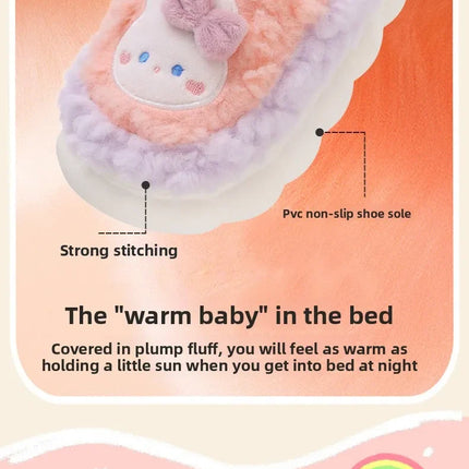 2025 Winter Children's cute  Cotton Home Slippers Frozen Girl's Snow Non Slip Warm Baby Slippers Pink Blue Size 24-41