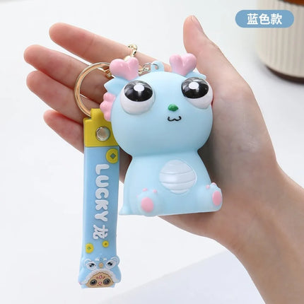 Cute Big Eyed Dragon Squishy Toy - Pop Eyes Fidget Keychain for Stress Relief Sensory Toy for Kids & Adults, Anxiety Relief Gift