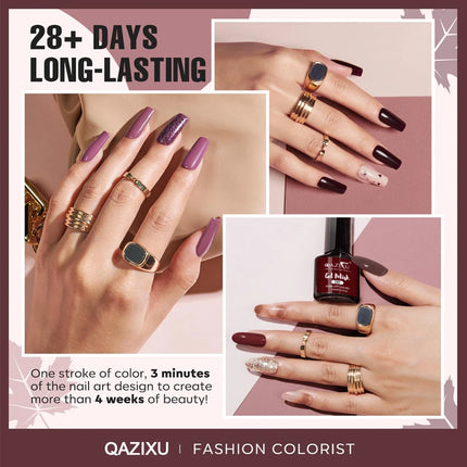 QAZIXU 1/6Pcs Purple Nude Color Gel Nail Polish Pink Gel Polish Semi Permanent Soak Off UV LED Nail Art DIY Popular Color