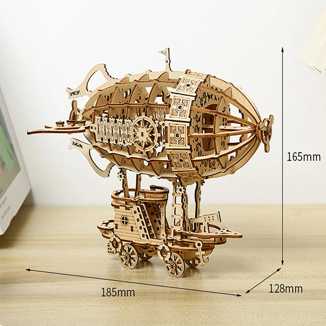 Airship 3D Car Wooden Puzzle Scale Model, DIY Model Kit, Handcraft Gift, Home Decoration, Mechanical Model Kit, Building Toy
