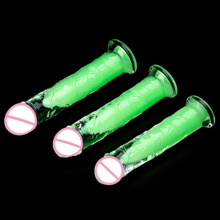 Fluorescent Green Dildos for Women Realistic Big Jelly Dildo Female Masturbator Prostate Stimulator Lesbian Sex Toys for Women