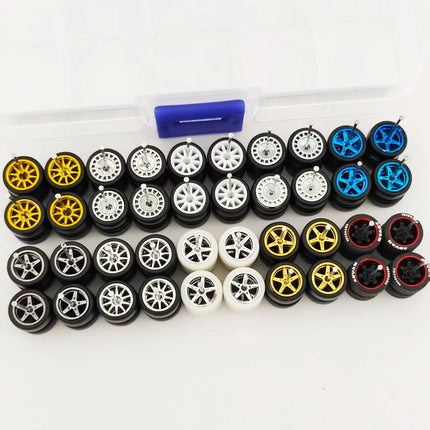 20 Sets 1/64 Wheels Rubber Tires Diameter 9.8mm 11mm 14mm 17mm for Matchbox/Domeka/HW 1:64 Diecast Alloy Car Models