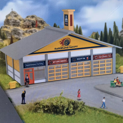 1/87 Ho Scale Architectural Model Garage Miniature Model Gas Station Buliding Decoration Scale Model Train Railway Layout