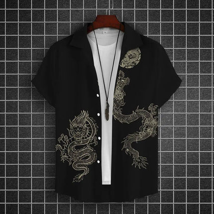 Men's Shirts Short Sleeve Tops Dragon Graphic Clothing 3d Shirts 2024 Casual Fashion Streetwear Summer Apparel For Male Blouse