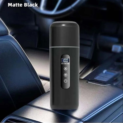 Electric kettle 12V 24V portable car heating cup 500 ml travel heating smart stainless steel insulation artifact OLED display