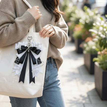 Cute Anime Ita Bag Accessories Rhinestone Multi-layered Bow Double Layer Ribbon Bow Pendant Keyring Attachment Convenient