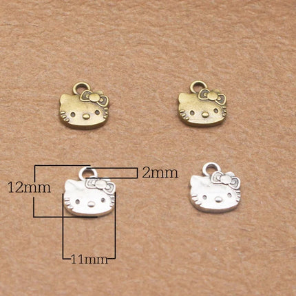 20/200PCS DIY Jewelry Accessories Cute Cartoon Cat Head Pendant Alloy Retro Bracelet Necklace Pendant Accessories