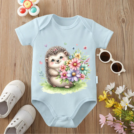 100% Cotton Bodysuit Retro Hedgehog Likes Rainy Day Onesie Comfortable Cloths for Baby Jumpsuit for 0 To 12 Months Newborn