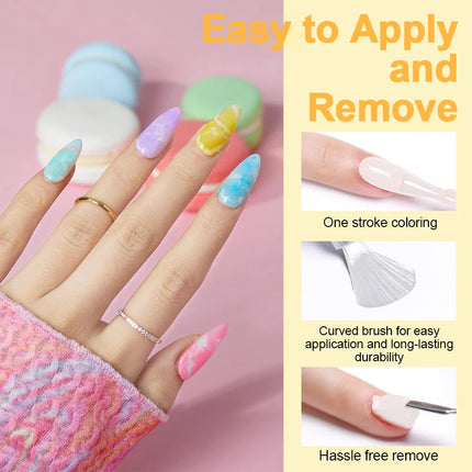 QAZIXU 1/6Pcs Yellow Green Nail Polish Set Blue Nail Gel Polish Semi Permanent Soak Off UV Nail Art Popular Color Spring Summer