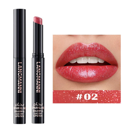 LANGMANNI 10 colors slant mouth pearlescent swivel slant mouth design lipstick single pack lipstick lasting color lip gloss