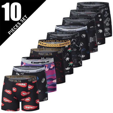 5/10 Pack Multi-size Teenagers To Adults Men's Boyshort Leisure Sports Joker Elastic Waist Long Men's Underwear Can Be Parent-ch