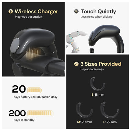 Muslim Gift Smart Electronic Counter 4 Digit Tasbeeh Tasbih Zikr Ring Digital  Counter Interchangeable Rings 18/20/22mm