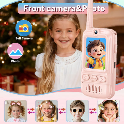 2PK New Generation Kids Video Walkie Talkie with Fun Features Long Endurance Outdoor Communication Children's Toy Gifts for Kids