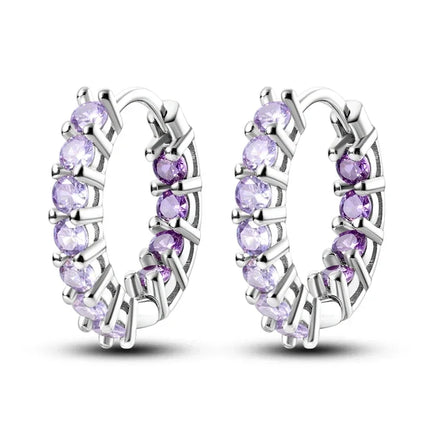 925 Sterling Silver Purple Series Feather Butterfly Dream Catcher Firefly Zircon Earrings for Women Luxury Jewelry Wedding Gift