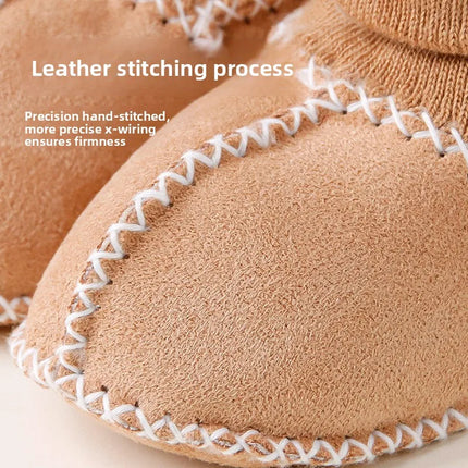 Baby Suede Leather Thick Shoes Infants Winter Plush Warm Booties Fur Girls Booties Unisex Sheepskin Kids Boy Floor First Walkers