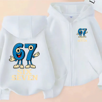 Hot Six Seven Children's Zip Up Hoodies Funny 67 Brainrot Zipper Hoody Clothes Kid Girl Boy Baby Casual Fashion Tops Sweatshirts