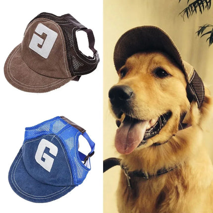 Pet Dog Cap with Ear Holes Adjustable Pet Dogs Outdoor Peaked Baseball Cap Summer Sport Hat For Puppy Small Medium Large Dogs