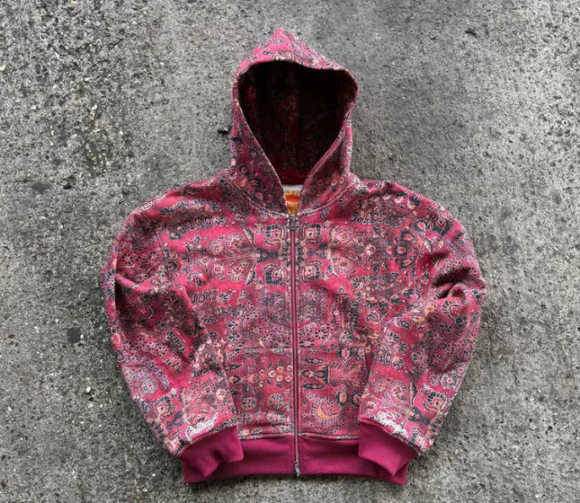 Autumn and winter casual top printed dark hooded men's and women's couple's hoodie zipper cardigan clothing