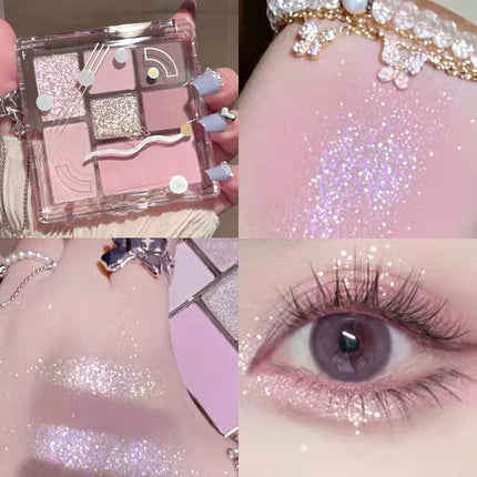 New 7 Color Eyeshadow Palette Pearly Matte Glitter Eyeshadow Makeuo Palette Shiny Eye Shadow Eye Pigments Purple Brown Cosmetics