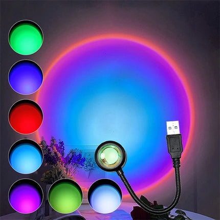 USB RGB Sunset Lamp Night Light Projector Photography Wall Atmosphere Neon Lights for Party Decoration Bedroom Living Room Decor
