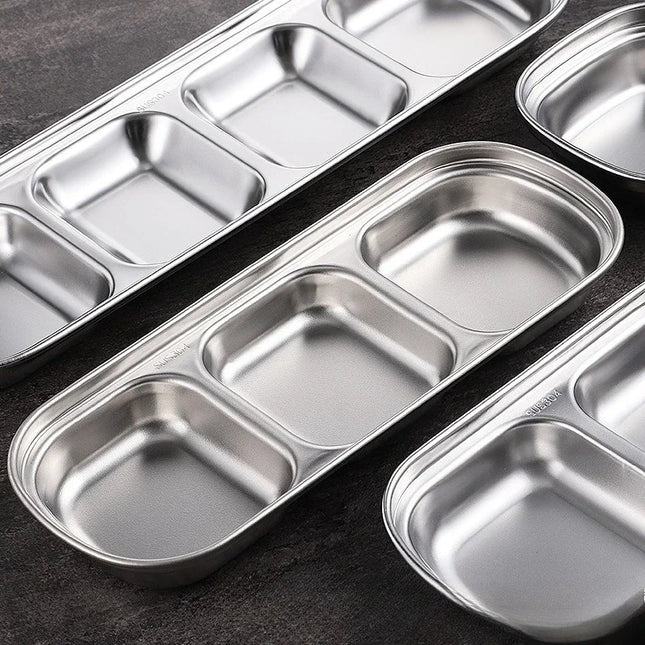304 Stainless Steel Korean-style Dinner Plate, Gold Dipping Plate Sauce Plate, Barbecue Tableware Multi-functional Tableware