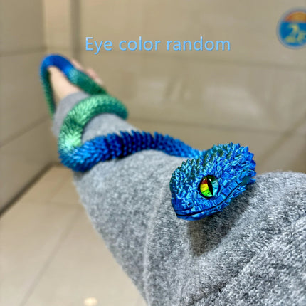3D Printed Snake Action Figure Articulated Bush Viper Toy-Dragon Snake Integrated Joint Mobility Statue Ornament Home Decor Gift
