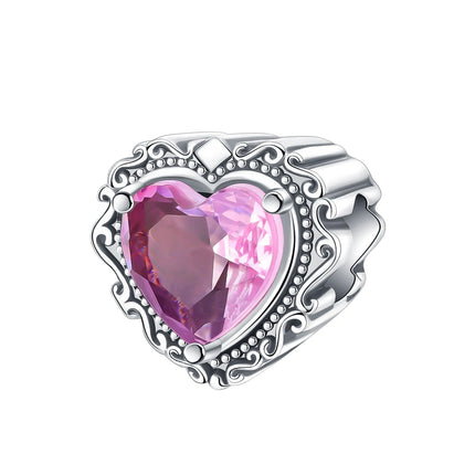 925 Sterling Silver Classic Purple Heart Shape Dragon Pegasus Butterfly Charms Beads Fit 3mm Original Bracelet DIY Jewelry Gift