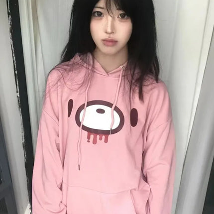 Autumn Lazy Women Casaul Gothic Sweatshirt Y2k Aesthetic Japanese Cartoon Print High Street Hoodied Harajuku Punk Clothes